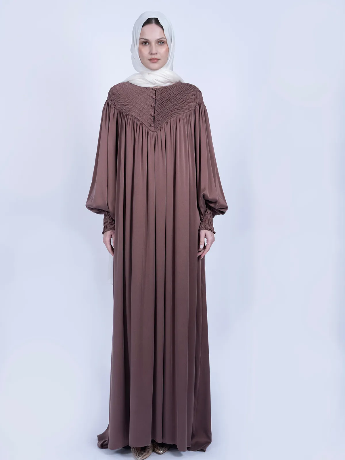 Saf Dut Ağacı İpeği Düz Kesim Elbise - Gül Kurusu