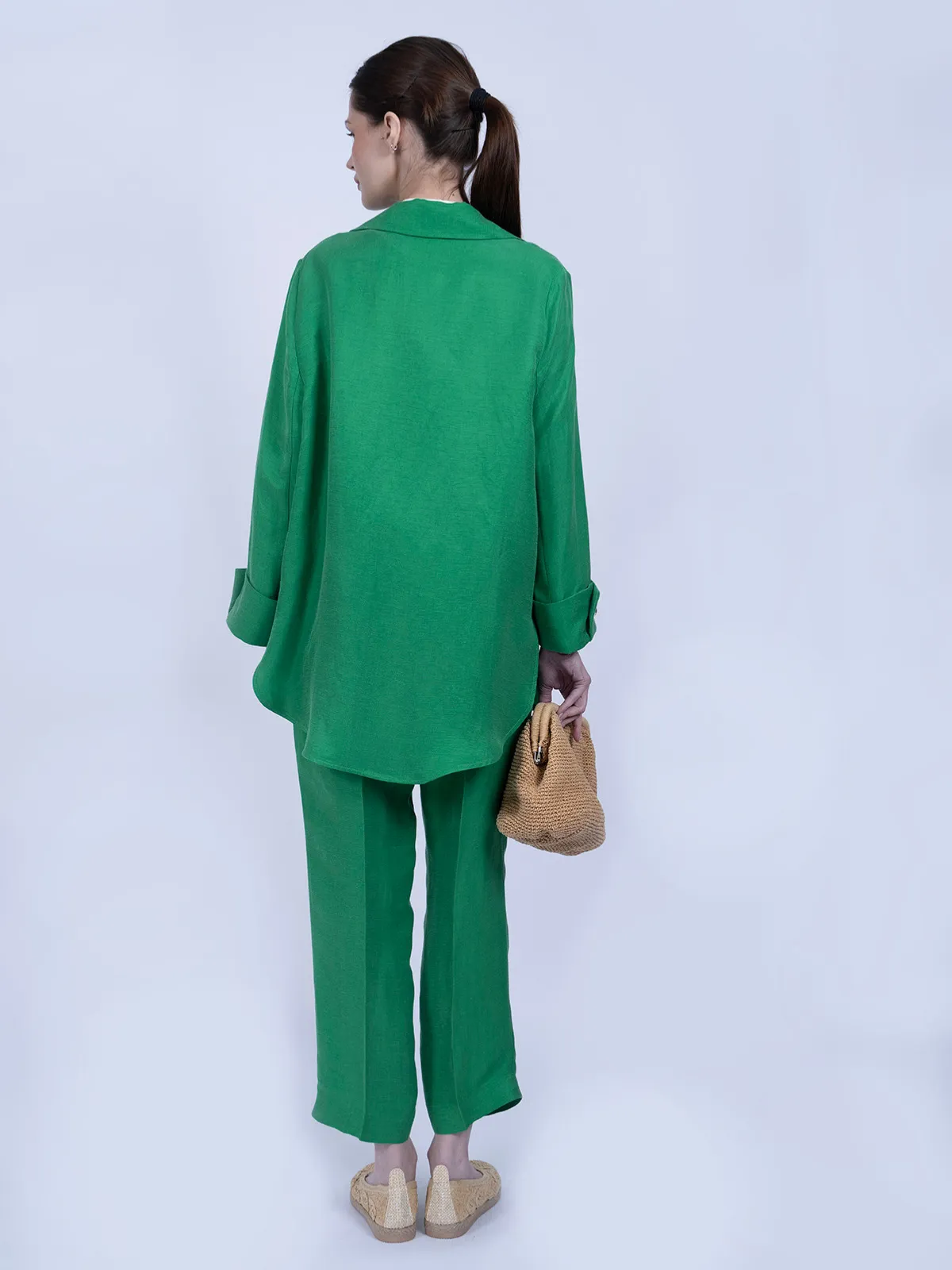 Yeşil İpek Keten Spor Ceket Takımı - Görsel 4